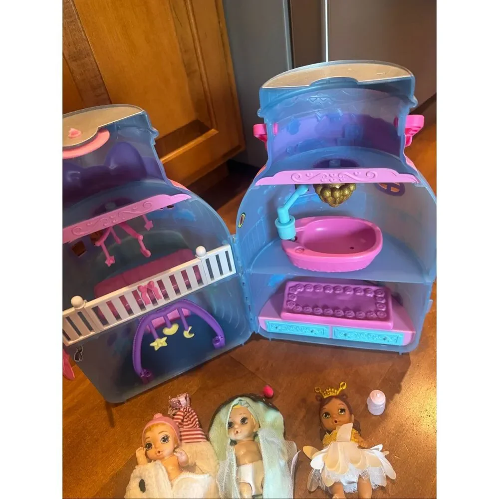 Baby Born Surprise Bottle House Playset Lot w/ 5 Dolls & Accessories Portable Do